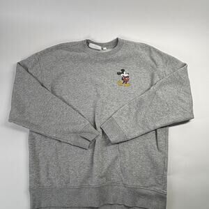 GAP x Disney Sweater Men medium Gray Mickey Mouse Crewneck Pullover DisneyWorld